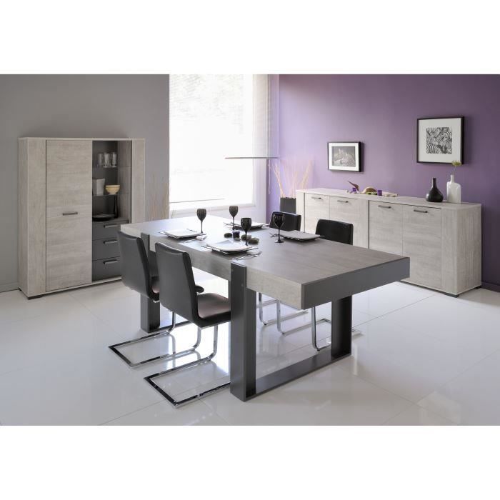 Table a manger de 8 a 10 personnes - Industriel - Décor chene et gris - LOFT - L 224 x l 90 cm