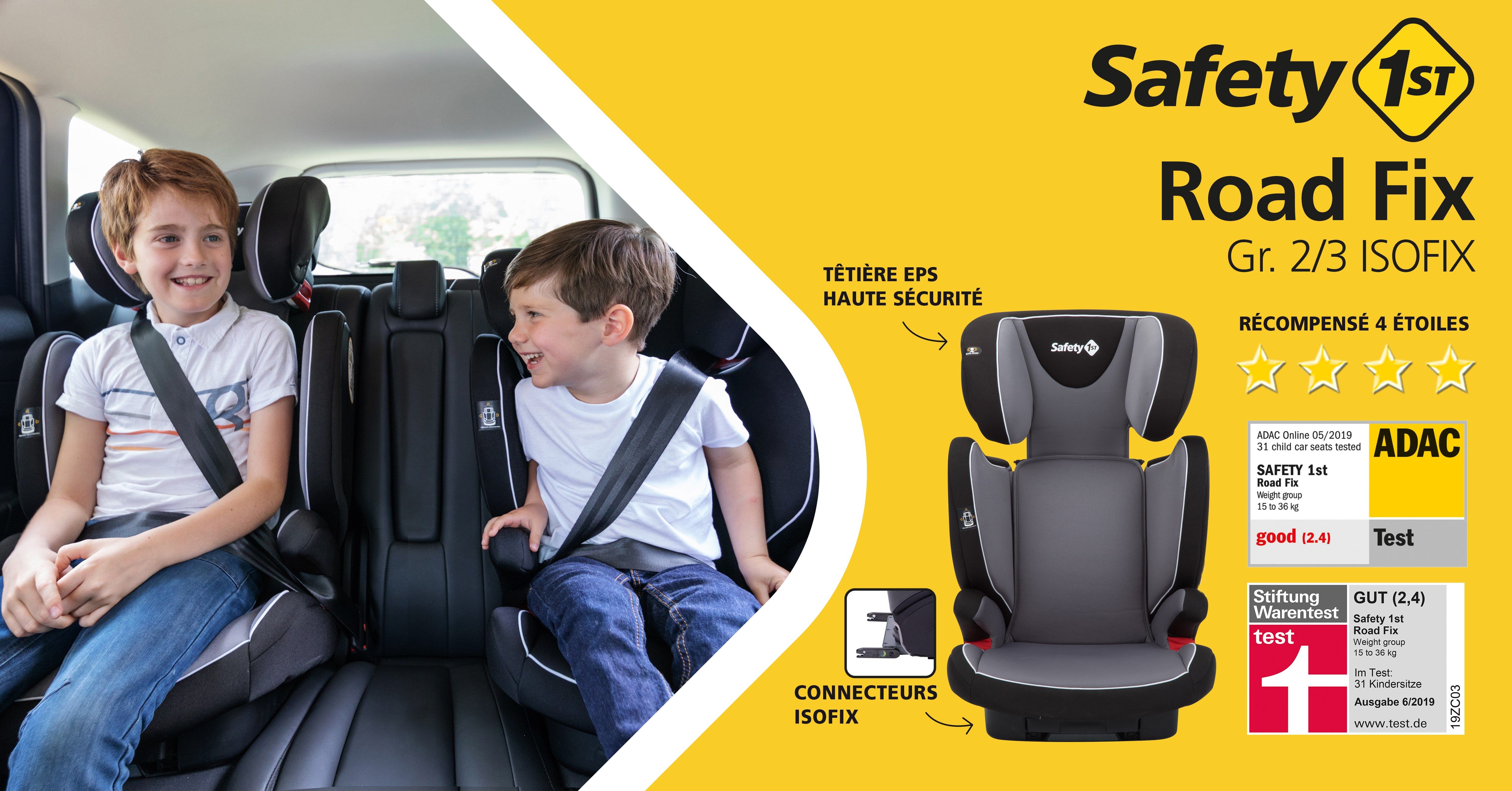 ISOFIX Ajustable en hauteur de 3 à 12 ans 15-36 kg Safety 1st  Siège Auto pour Enfant Road Fix Full Red Groupe 2/3
