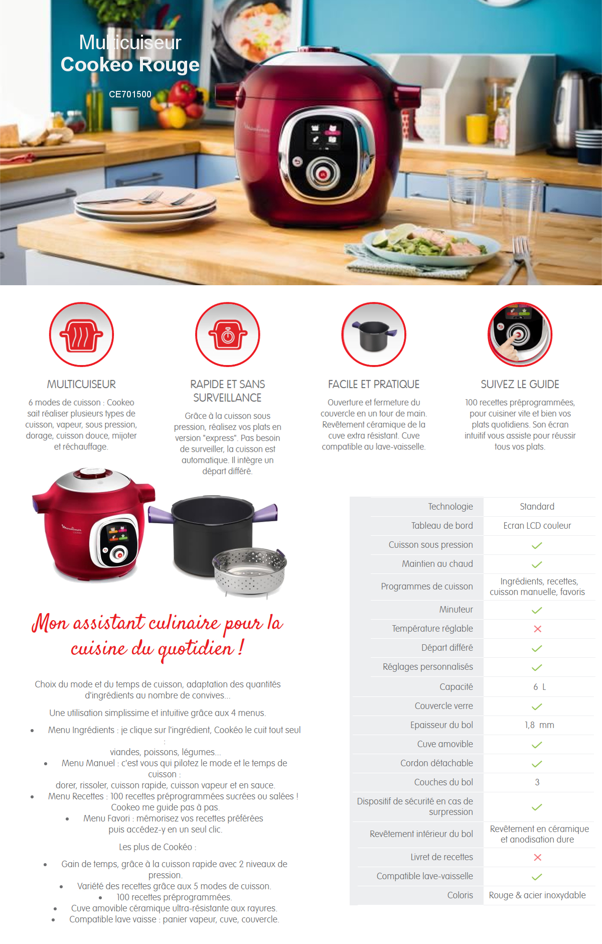 moulinex cookeo rouge