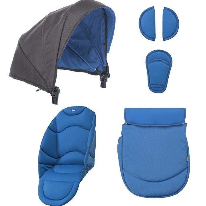 CHICCO Set Accessoires Poussette Urban Power Bleu avec capote et tablier couvre-jambes
