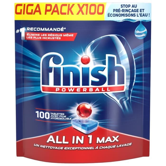 FINISH NZ7 Paquet de 100 tablettes pour lave-vaisselle Tout en 1 - Powerball All in One Max