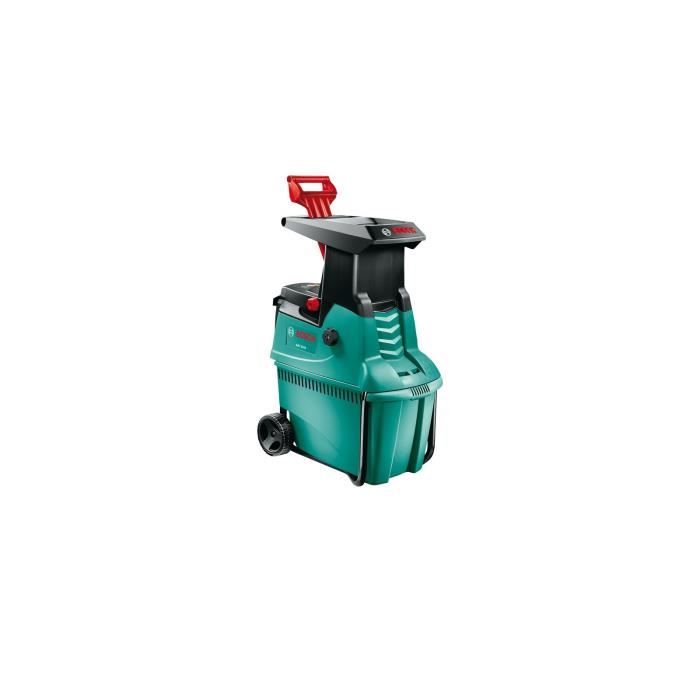 Broyeur de végétaux Bosch - AXT 22 D (2200W, poussoir pour déchets verts, bac 53L, débit: 170 Kg/H, coupe maximale: Ø 38 mm)