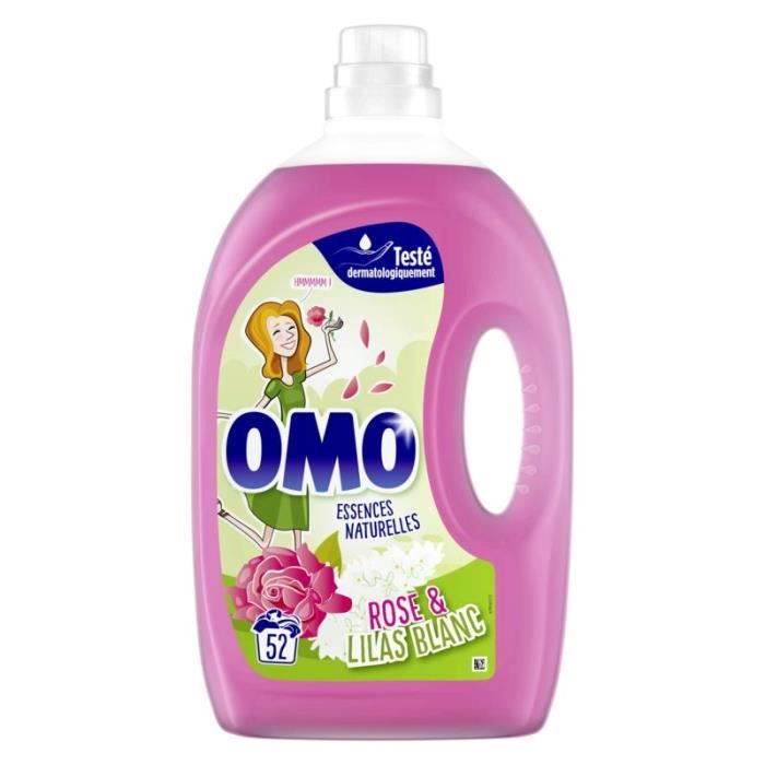 OMO Lessive Liquide Rose & Lilas Blanc - 2,6l - 52 Lavages