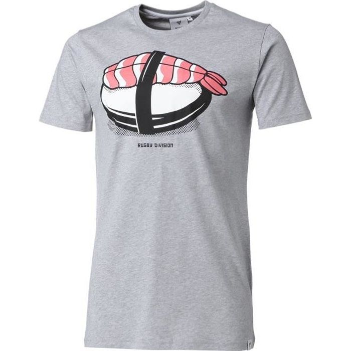 RUGBY DIVISION T-shirt col rond Sushi - Homme - Gris Chiné