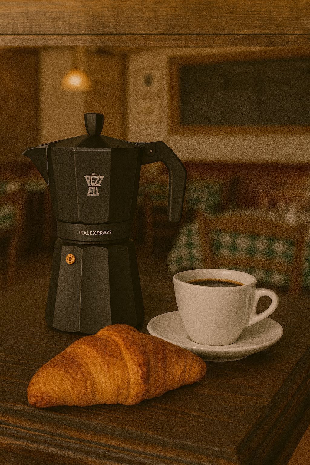 Cafetière Italienne Pezzetti Italexpress en Aluminium Noir pour 6 Tasses