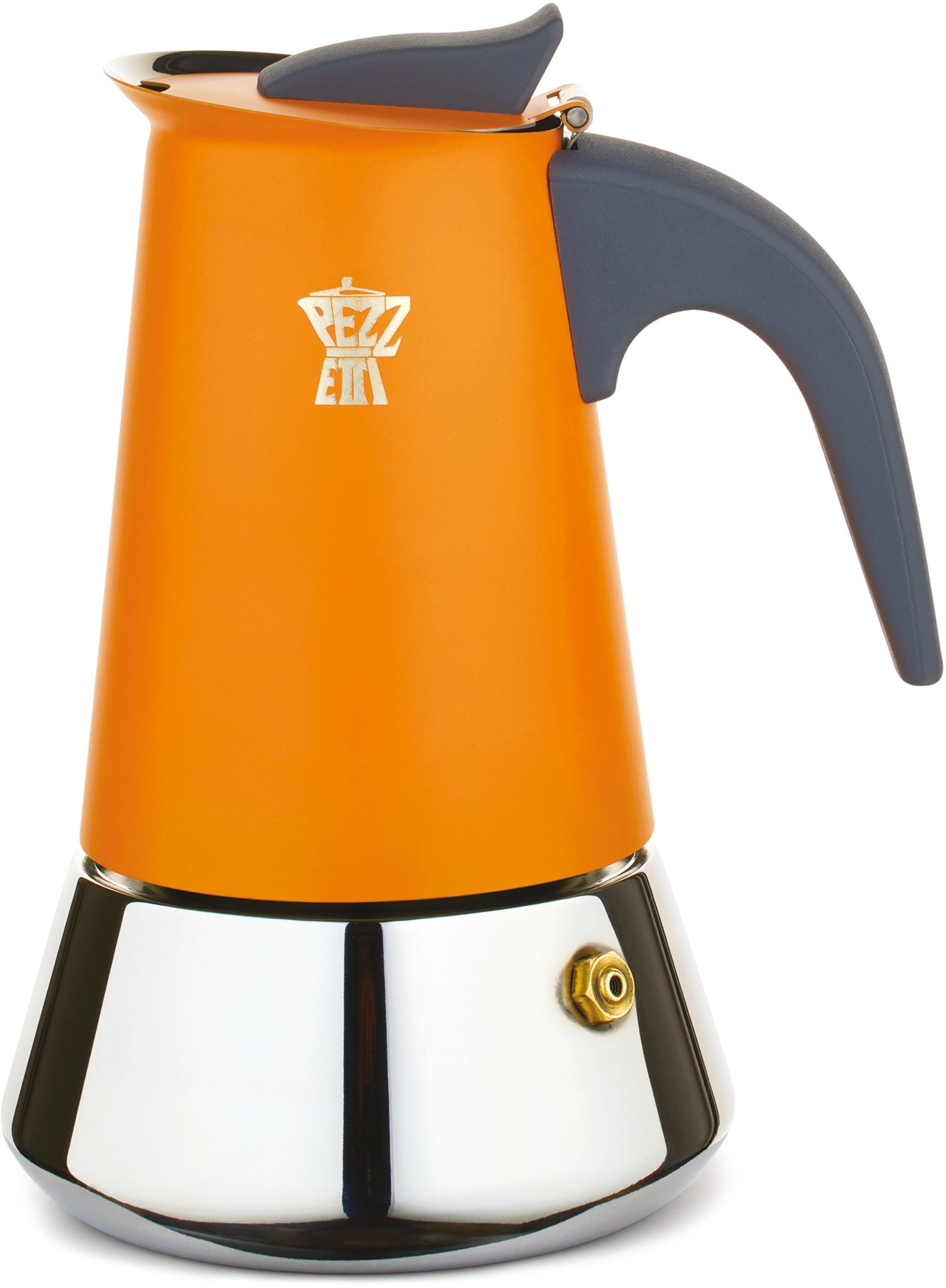 Cafetière Italienne PEZZETTI STEELEXPRESS en Acier Inoxydable - 2 Tasses Orange