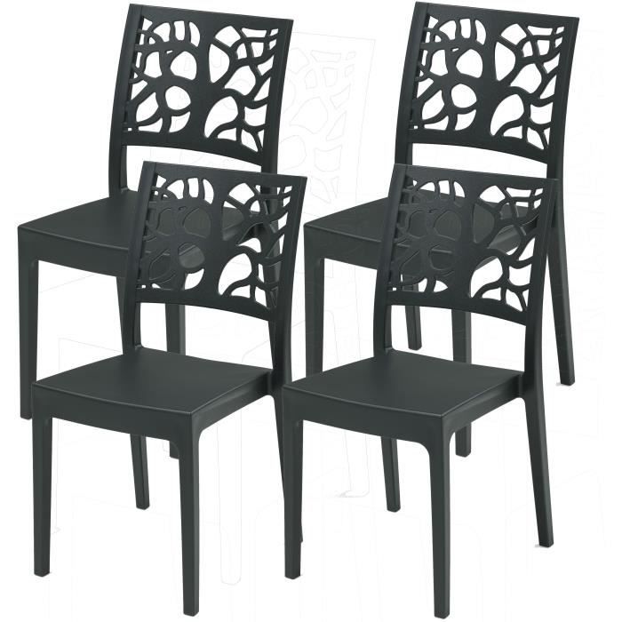 Lot de 4 chaises de jardin TETI ARETA - 52 x 46 x H 86 cm - Anthracite