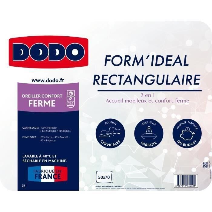 DODO - Oreiller Form'idéal - 50 x 70 cm - Garnissage 100% polyester thermolite résilience - Blanc - DODO