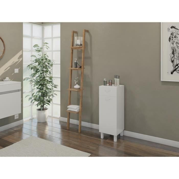 ESSENTIEL - Meuble de rangement 1 porte 1 tiroir - Blanc - L 30 cm
