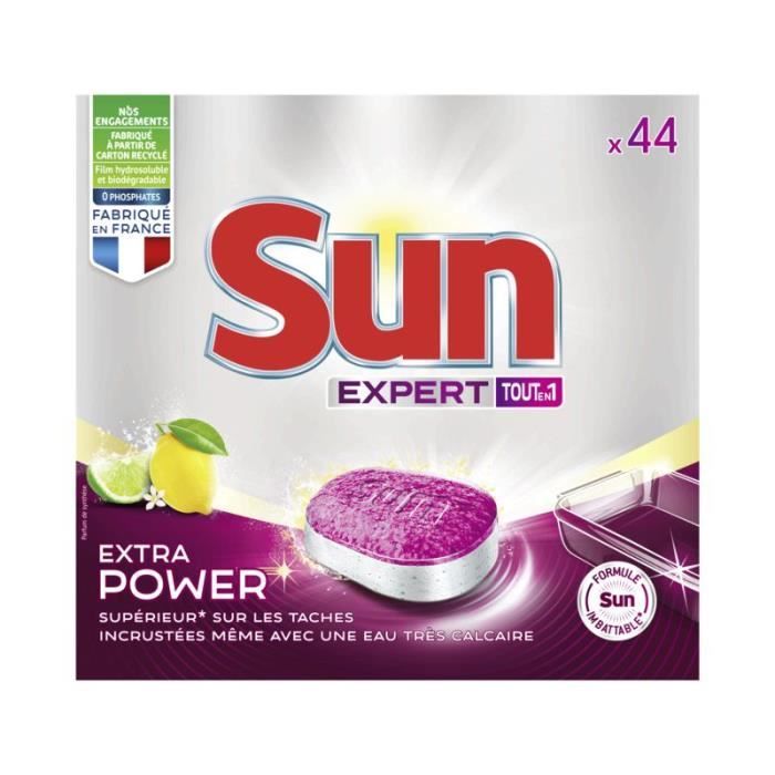 SUN Tablette Lave-vaisselle Tout en Un Extra Power Citron - 44 doses