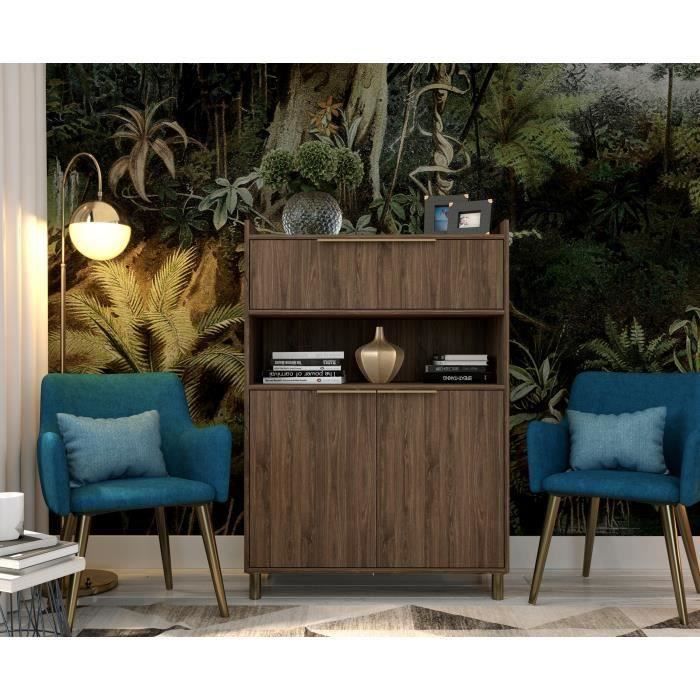 GABY Buffet Haut décor bois - 2 Portes - L 90 cm