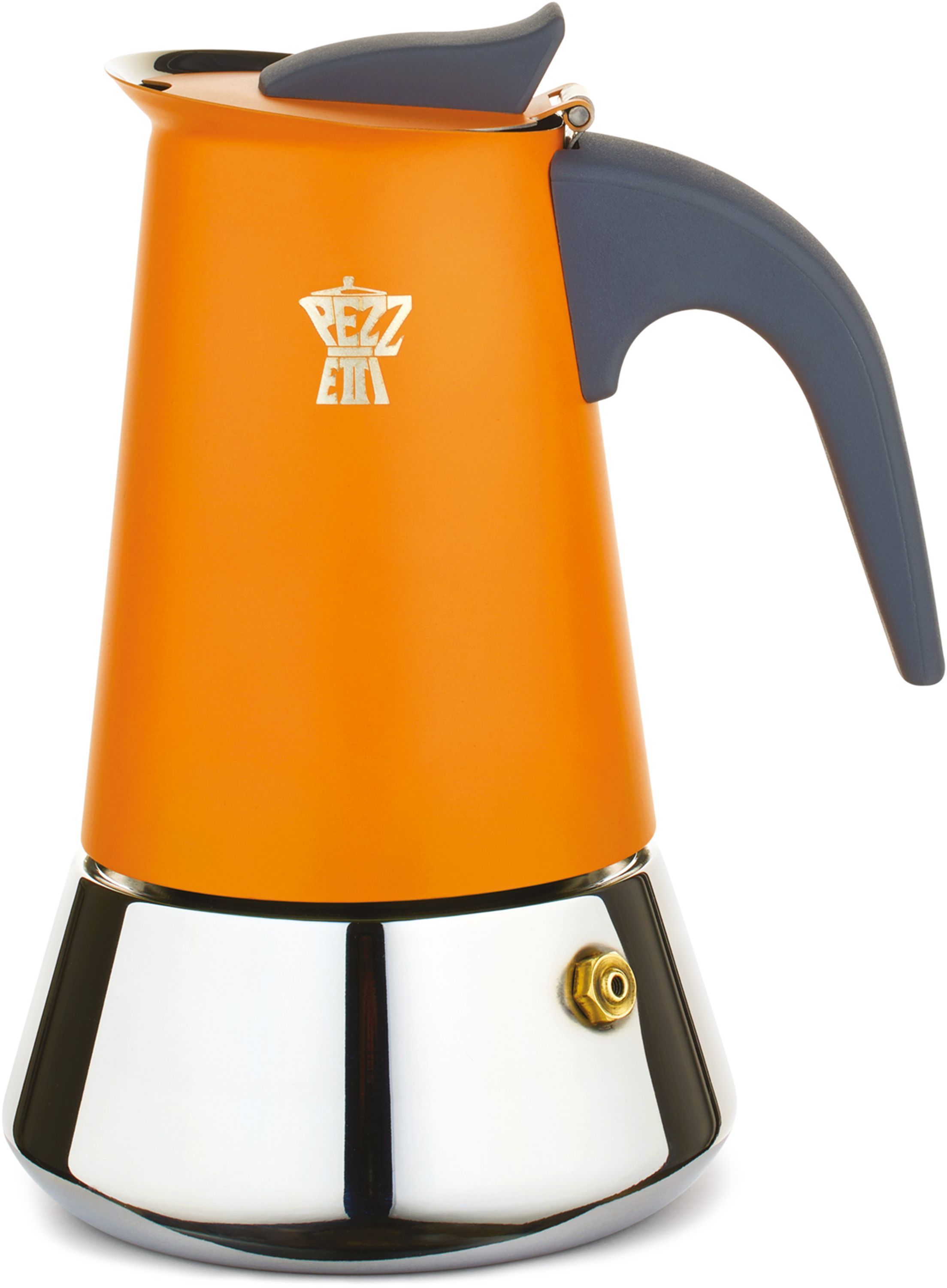 Cafetière Italienne PEZZETTI STEELEXPRESS en Acier Inoxydable - 4 Tasses - Orange