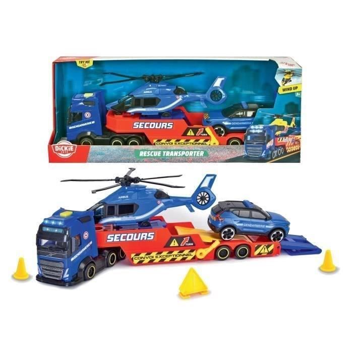 Dickie - Camion da trasporto da 40 cm + Elicottero + Veicolo della Gendarmeria - A partire da 3 anni