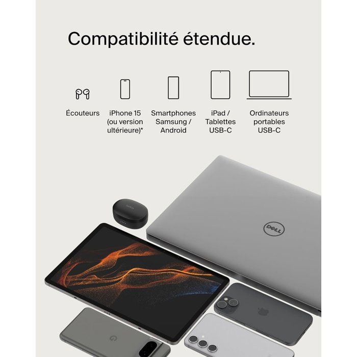 Image secondaire de Câble USB-C Tressé BELKIN 0,15 m - Charge Rapide Noir
