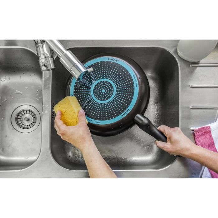 TEFAL B5549002 Lot de 2 poeles 24/28 cm, Sauf induction, Revetement antiadhésif, Cuisson saine, Fabriqué en France, Easy Cook&Clean