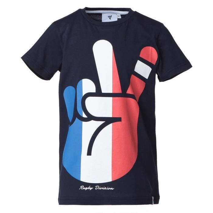 RUGBY DIVISION T-shirt col rond Peace - Enfant garçon - Bleu Marine