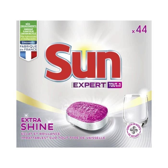 SUN Tablette Lave-vaisselle Tout en Un Extra Shine - 44 doses