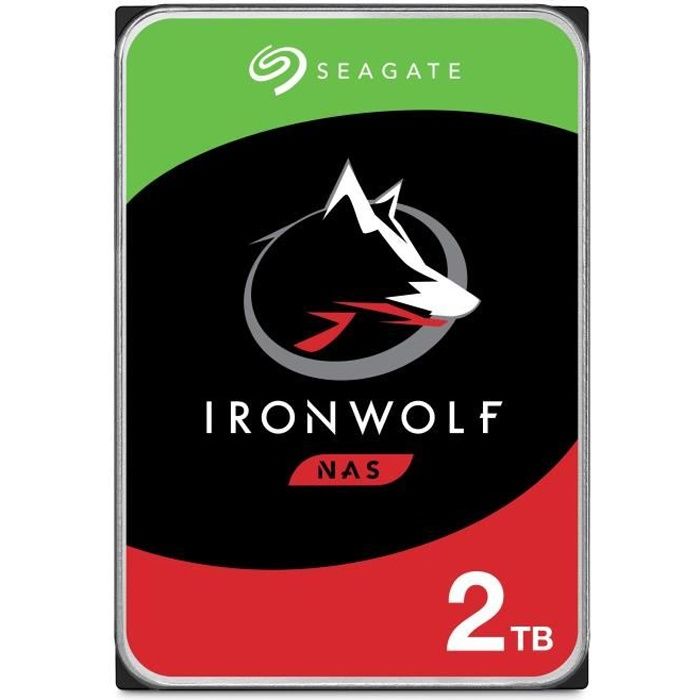 SEAGATE - Disque dur Interne - NAS Iron Wolf - 2To - 5 900 tr/min - 3.5