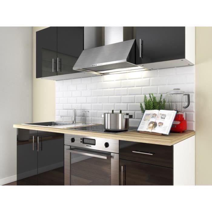 OBI Cuisine complete L 180 cm - Noir laqué brillant