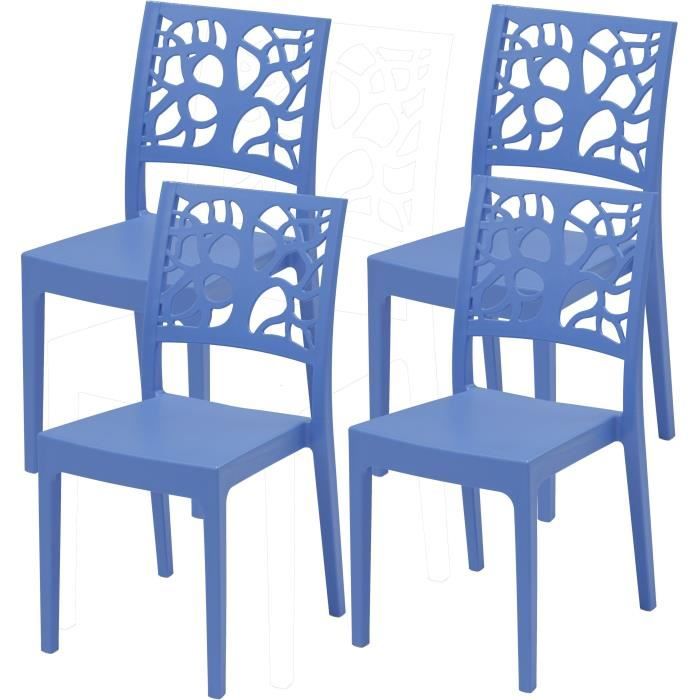 Lot de 4 chaises de jardin TETI ARETA - 52 x 46 x H 86 cm - Azur