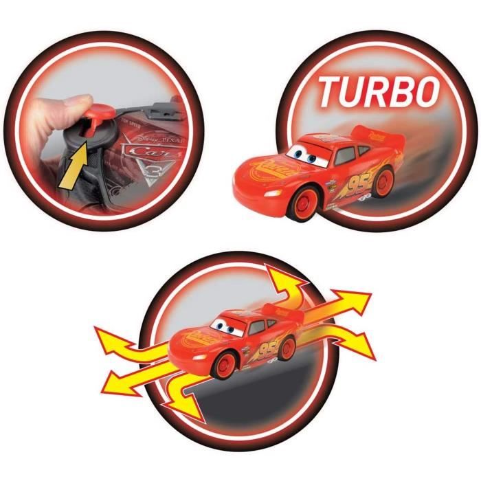Majorette - Disney Cars 3 - Voiture Radio Commandée Flash McQueen - Echelle 1/24eme - Fonction Turbo