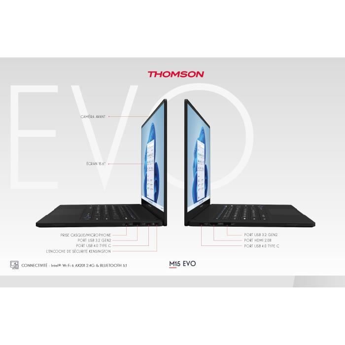 PC Ultra Portable THOMSON EVO - 15.6'' Tactile FHD+ - Intel Core i5 - RAM 16Go - 512 Go SSD - Windows 11 - AZERTY