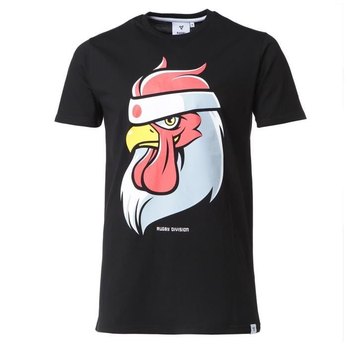 RUGBY DIVISION T-shirt col rond Rooster - Homme - Noir