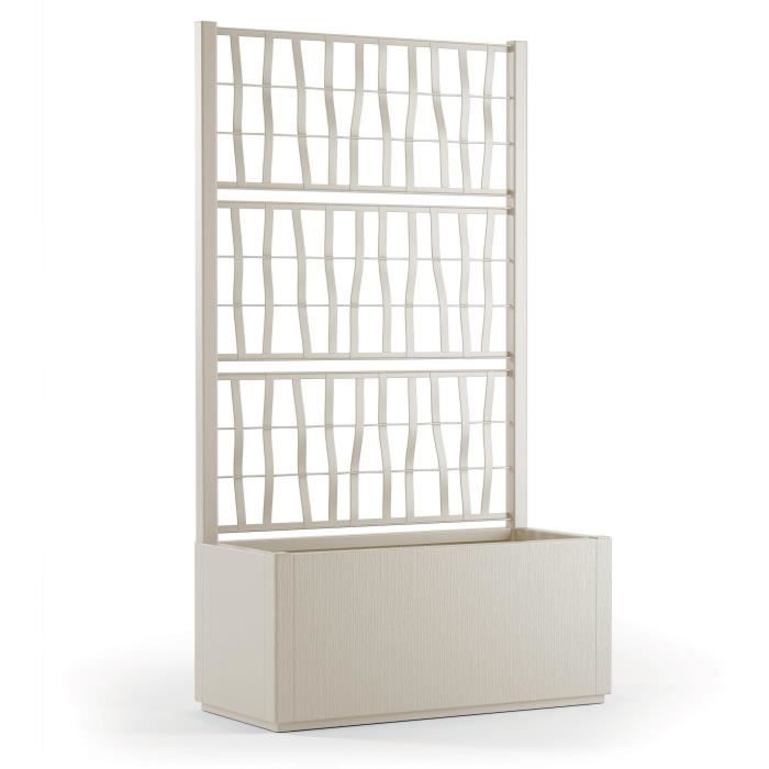 Fioriera Ethica rettangolare 80 cm con traliccio in gesso
