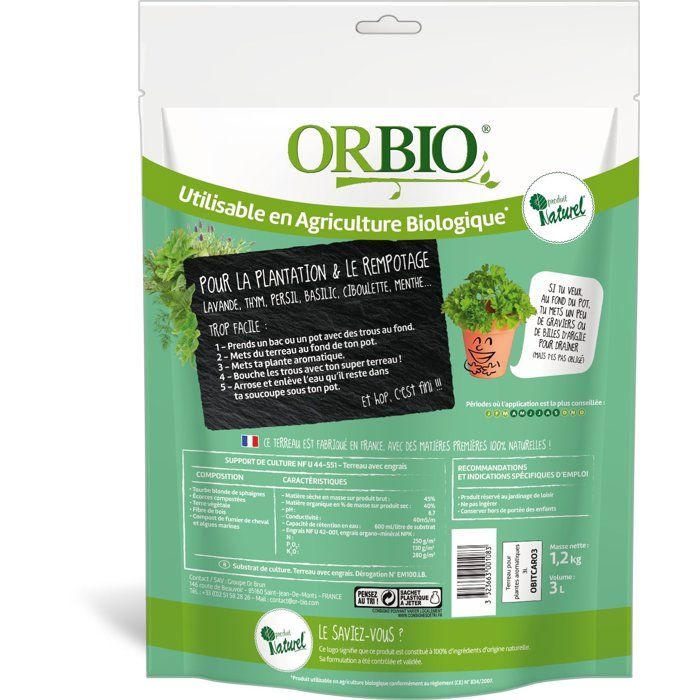Image secondaire de Terreau Spécial Plantes Aromatiques 3L - ORBIO