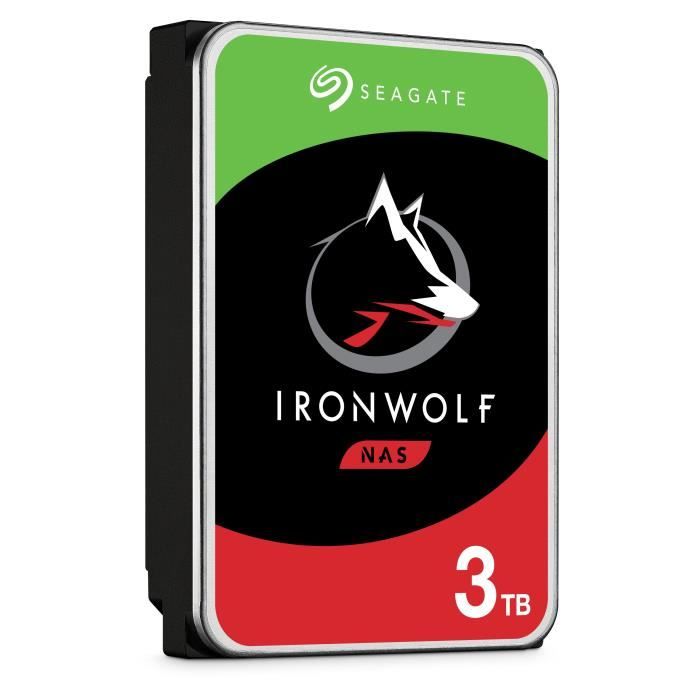 SEAGATE - Disque dur Interne - NAS IronWolf - 3To - 5900 tr/min - 3.5