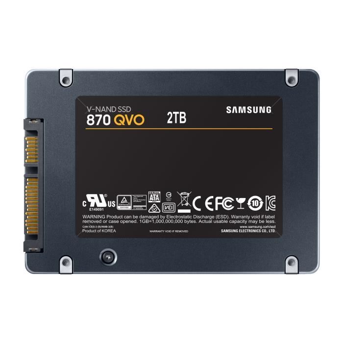 SAMSUNG - Disque SSD Interne - 870 QVO - 2To - 2,5 (MZ-77Q2T0BW)