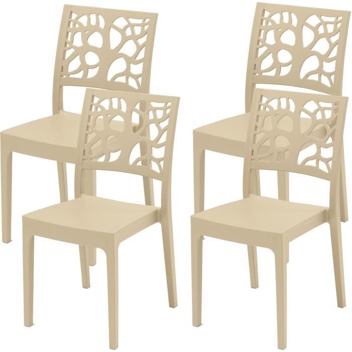 Lot de 4 chaises de jardin TETI ARETA - 52 x 46 x H 86 cm - Sable