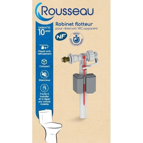 Image secondaire de Robinet flotteur latéral pour réservoir WC apparent - ROUSSEAU - Certifié NF