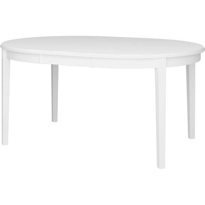 STEENS Table ronde avec 1 allonge - Laqué blanc - L 120/160 x P 120 x H 75,7 cm - VENICE