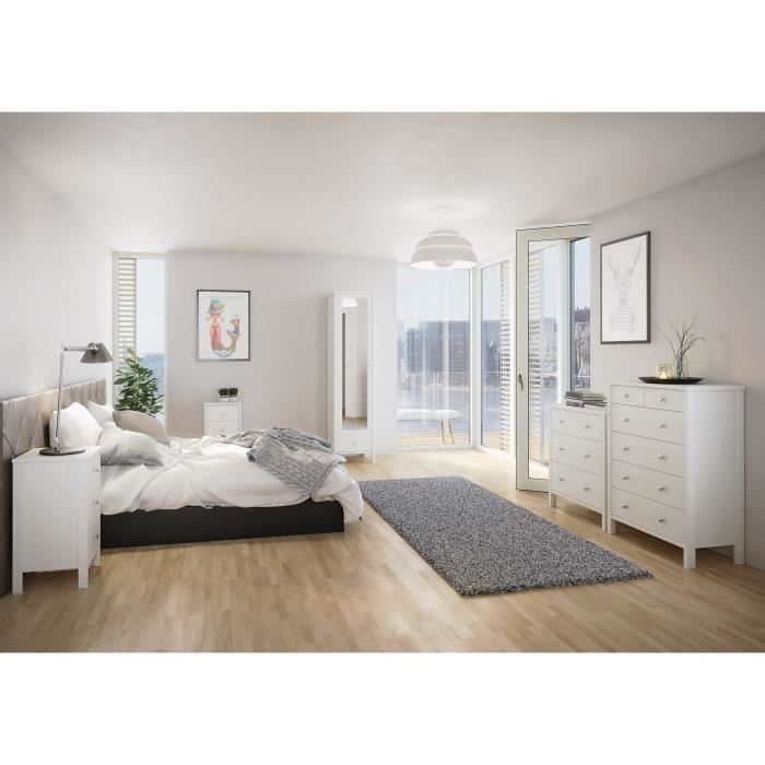 STEENS Commode 4+2 tiroirs - Laqué blanc MDF - L 80 x P 41 x H 106 cm - TROMSÖ