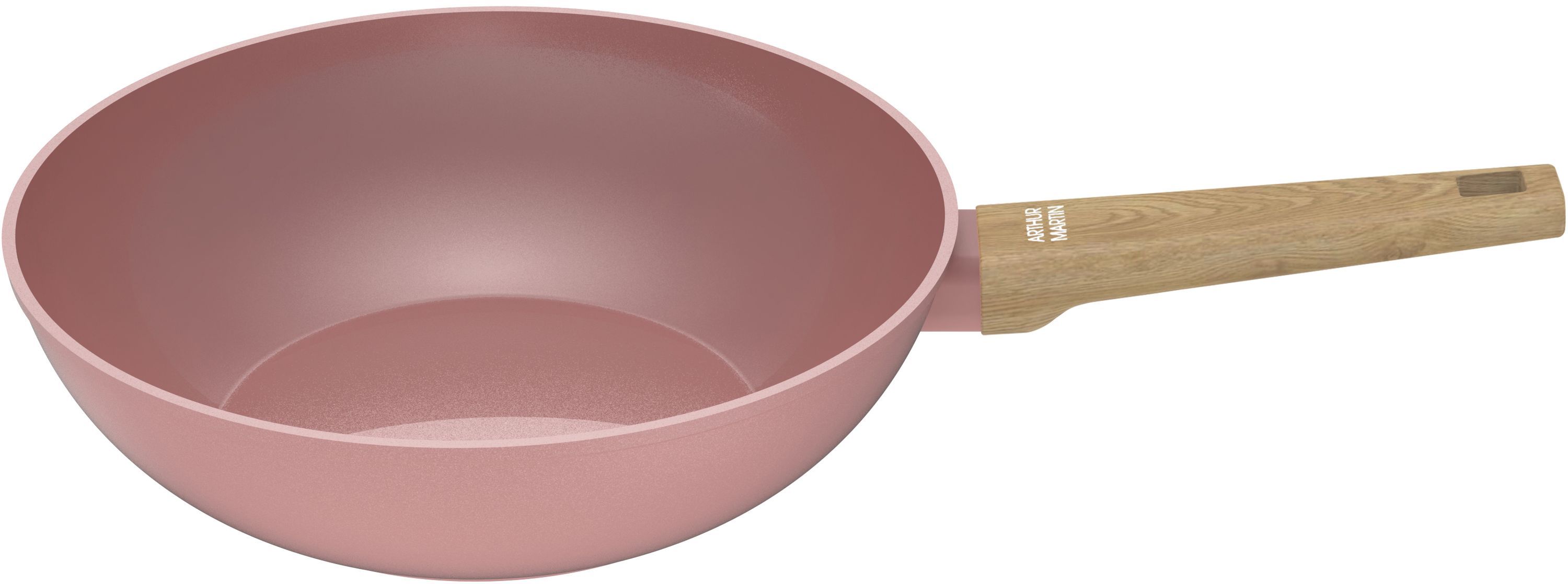 Wok Arthur Martin Ø28 cm en céramique rose - Compatible tous feux
