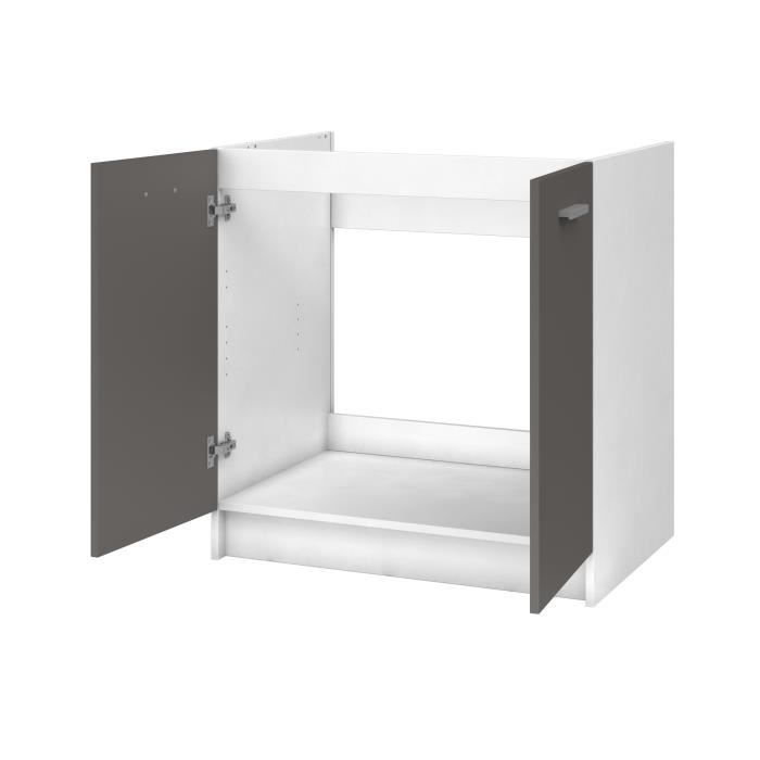 EXTRA Meuble évier de cuisine - 2 Portes - L 80 x P 60 x H 82 cm - Taupe mat