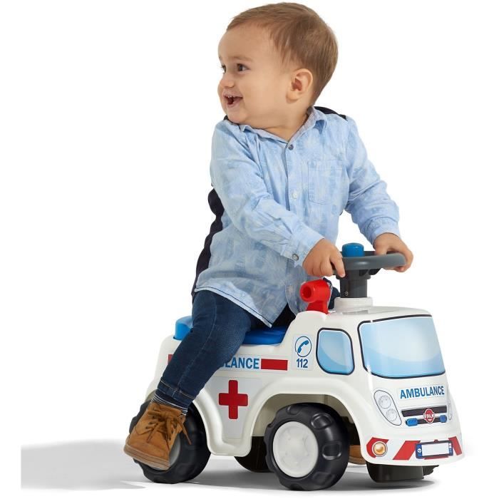 Image secondaire de Ambulance Porteur FALK avec Klaxon et Assise Ouvrante - Rouge