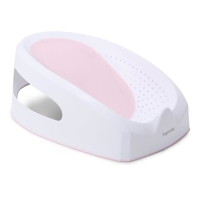 INGENUITY Transat de bain bébé fille antidérapant, de 0 a 6 mois ou 9kg, transat perforé pour laisser couler l'eau, Rose