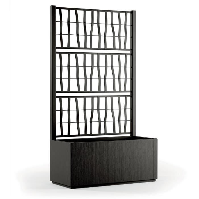 Fioriera Ethica rettangolare 80 cm con traliccio in grafite