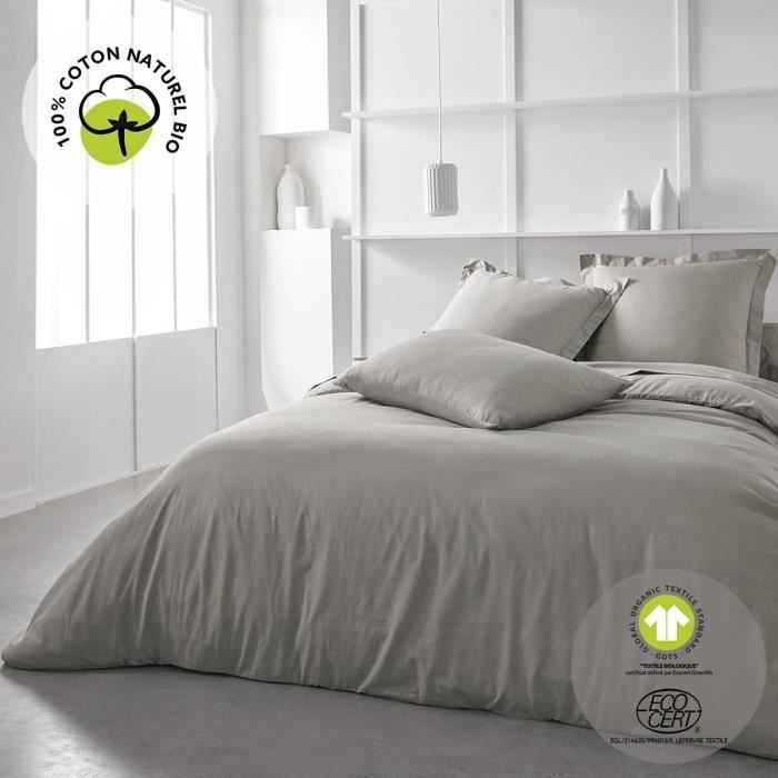 Image secondaire de Parure de lit - TODAY - 240 x 260 cm - 100% Coton Bio - Dune - Lavable a 60°