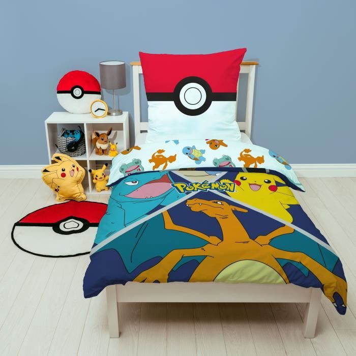 Image secondaire de Parure de lit - POKEMON - Starter Evolution II - Microfibre - 1 housse de couette 140 x 200 cm + 1 taie 63 x 63 cm