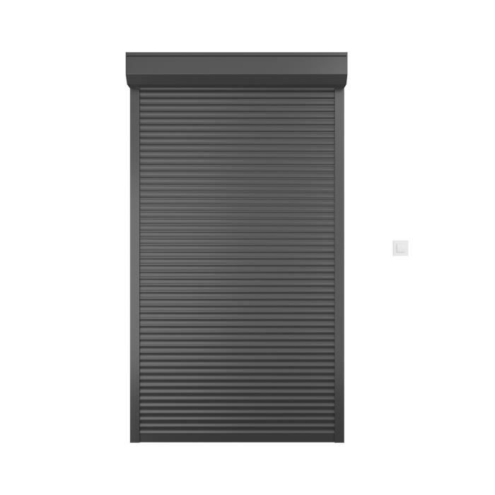 Volet roulant H220 x L120 cm en Aluminium recoupable en largeur et hauteur - Manoeuvre électrique filaire - Coloris gris -