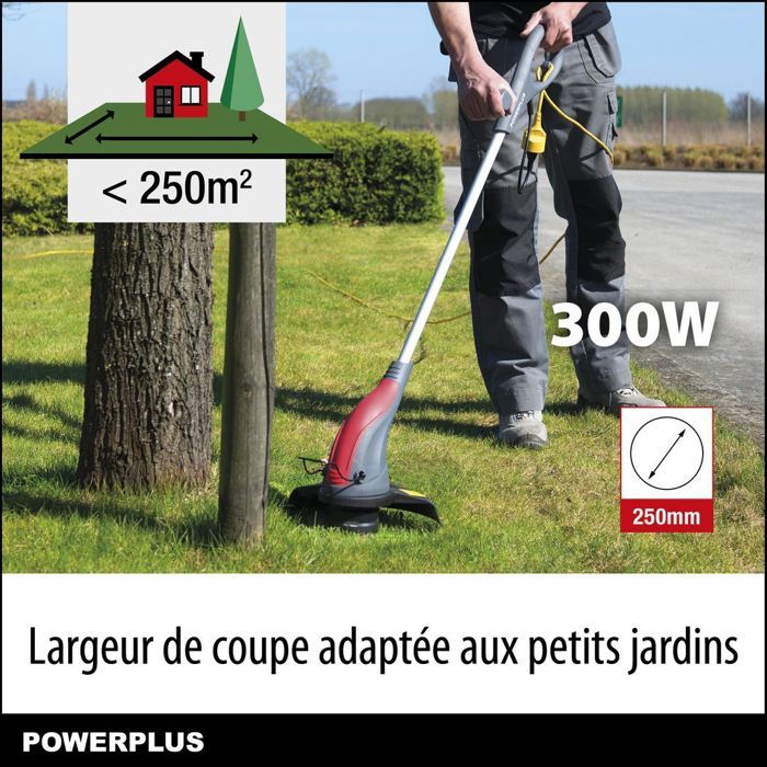 Powerplus Coupe-Bordure Électrique POWEG6015 - 300 W,  250 mm Ø, Jardinage Outillage,Coupe-Herbe pour votre Jardin