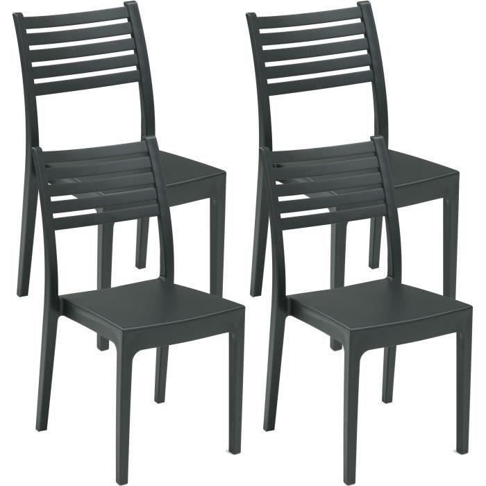 Lot de 4 chaises de jardin OLIMPIA ARETA - 52 x 46 x H 86 cm - Anthracite
