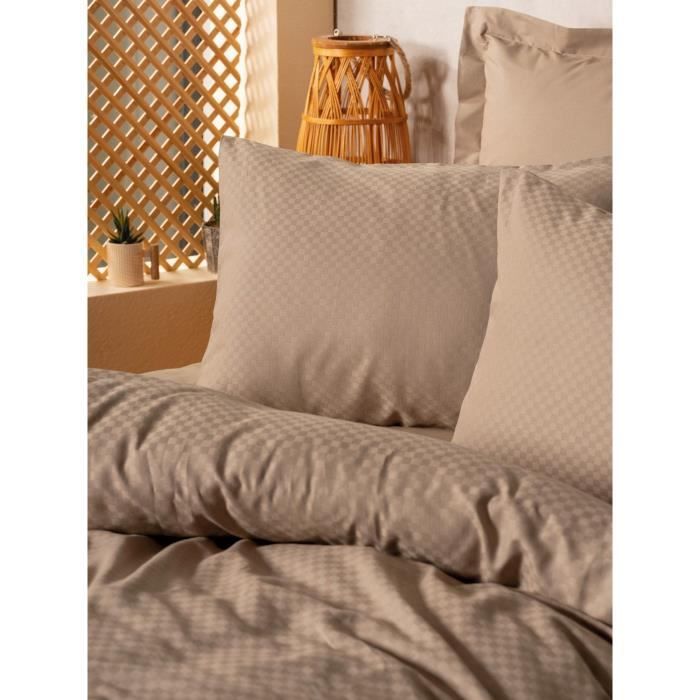 Image secondaire de Parure de lit - 1 housse de couette 220 x 240 cm + 2 taies d'oreiller 60 x 60 cm - 100% coton renforcé - Vison
