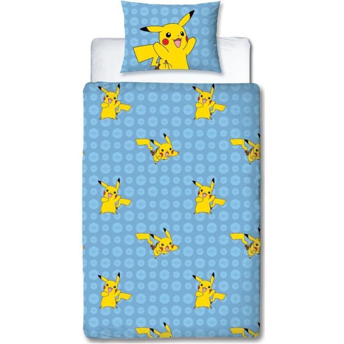 Image secondaire de Parure de lit réversible - POKEMON - Battle - Microfibre - 1 housse de couette 140 x 200 cm + 1 taie 63 x 63 cm