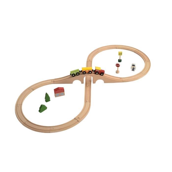 Circuit train en bois + accessoires - pour enfant - COLORICHY