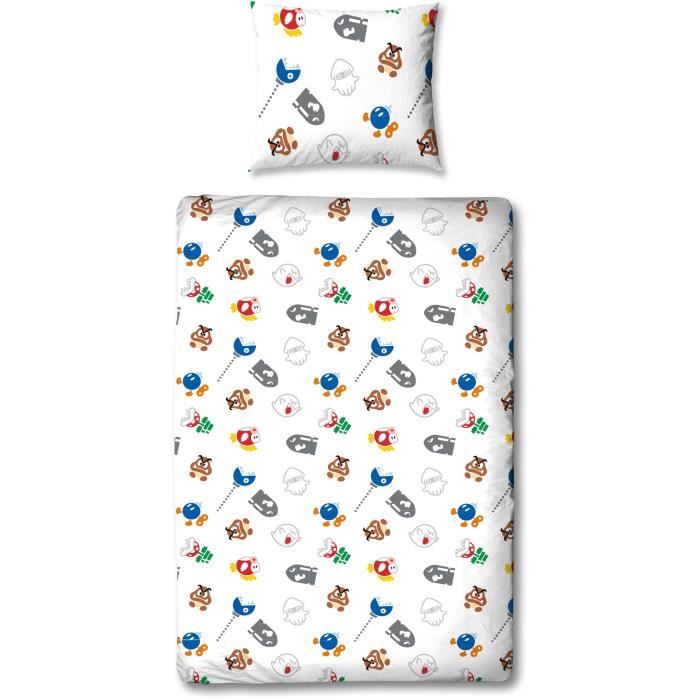 Image secondaire de Parure de lit - MARIO BROS - Super Mario et ses amis - Microfibre - 1 housse de couette 140 x 200 cm + 1 taie 63 x 63 cm