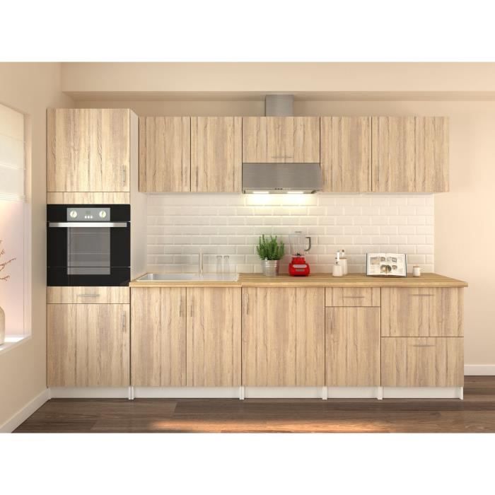 OBI Cuisine complete L 300 cm avec colonne - Décor sonoma mat